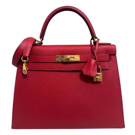 Hermes Kelly 28 Sellier Rouge Casaque Red Epsom Leather Gold Hardware