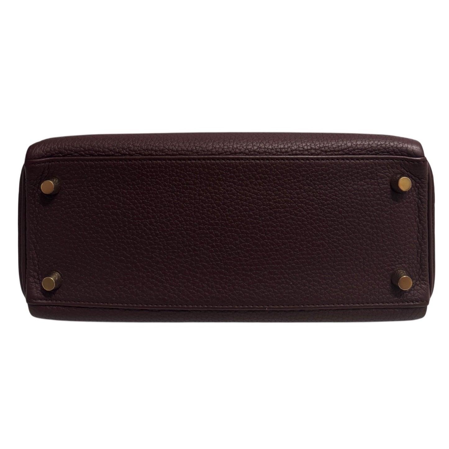 Hermes Kelly 25 Bourdeaux Burgundy Red Togo Leather Gold Hardware RARE