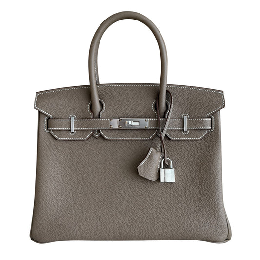 Hermes Birkin 30 Etoupe Gray Togo Leather Palladium Hardware