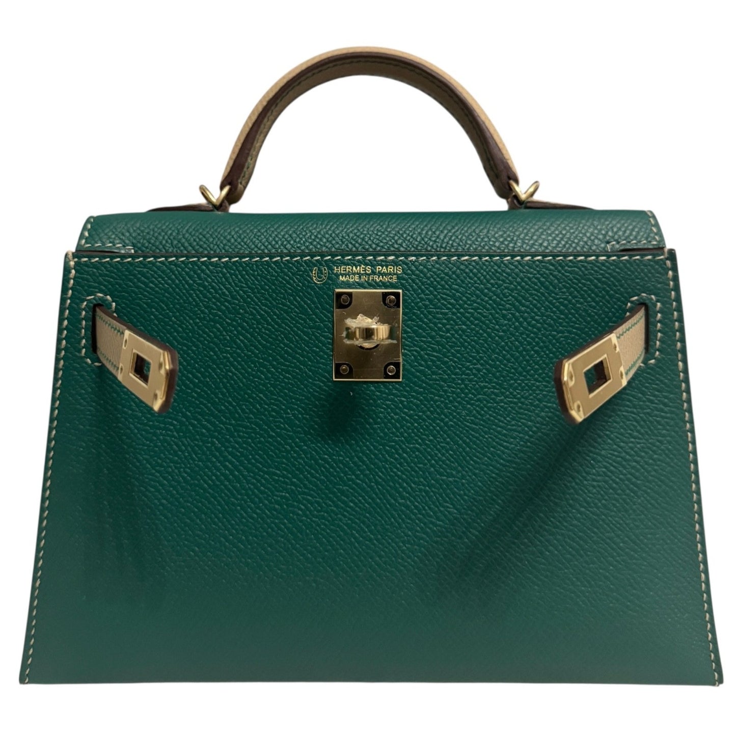 Hermes Kelly Mini 20 Special Order Malachite Trench Epsom Leather Permabrass HWR
