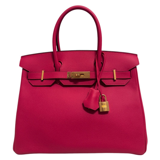 Hermes Birkin 30 Rose Extreme Pink Epsom Leather Gold Hardware Handbag