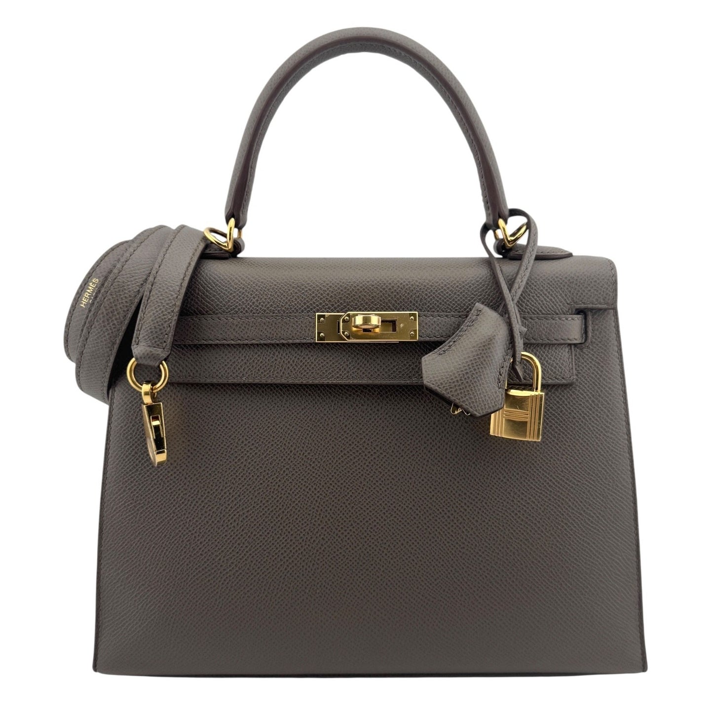 Hermes Kelly 25 Sellier Etain Gray Epsom Leather Gold Hardware