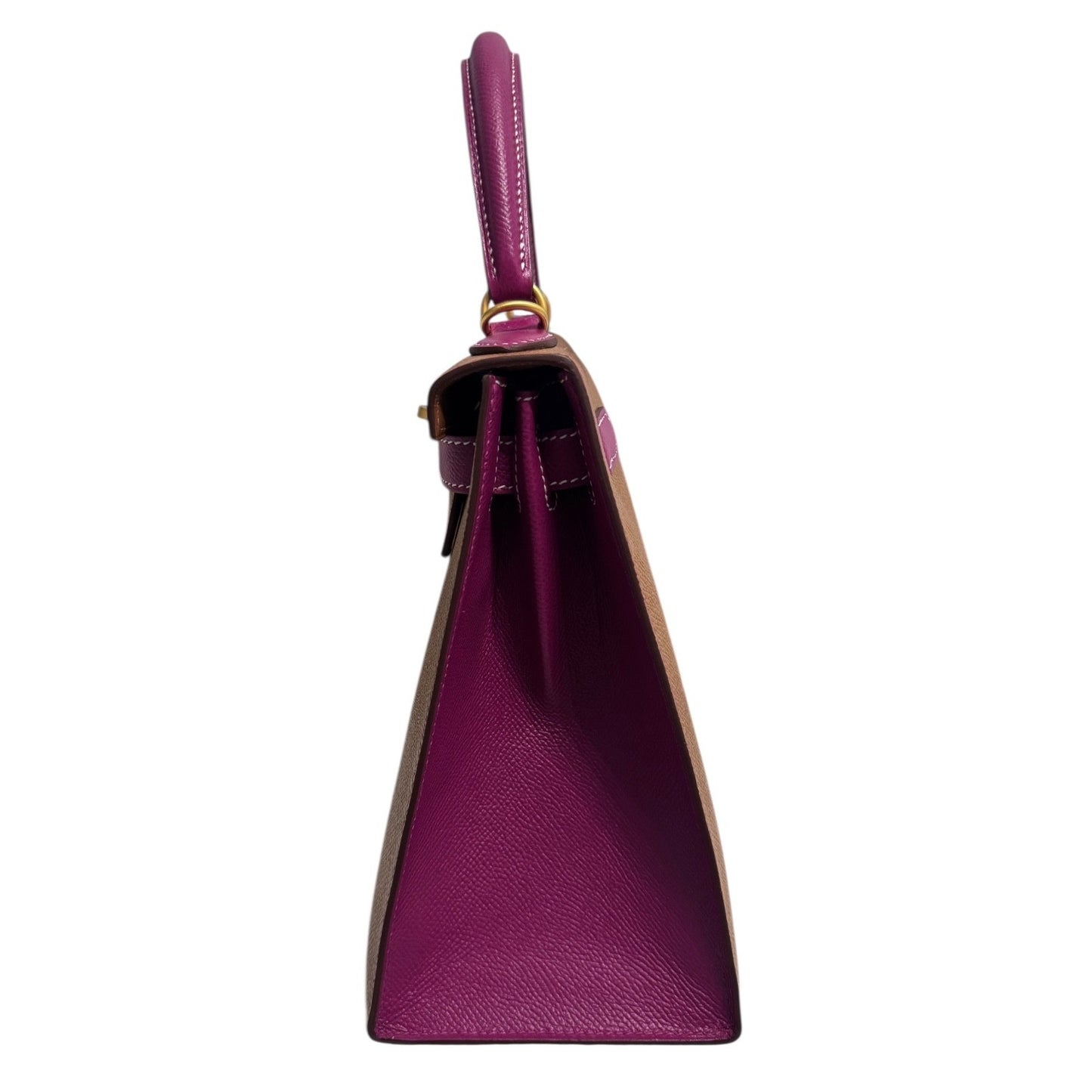 Hermes Kelly 28 Sellier Special Order Gold Tan Rose Pourpre Pink Brushed Gold