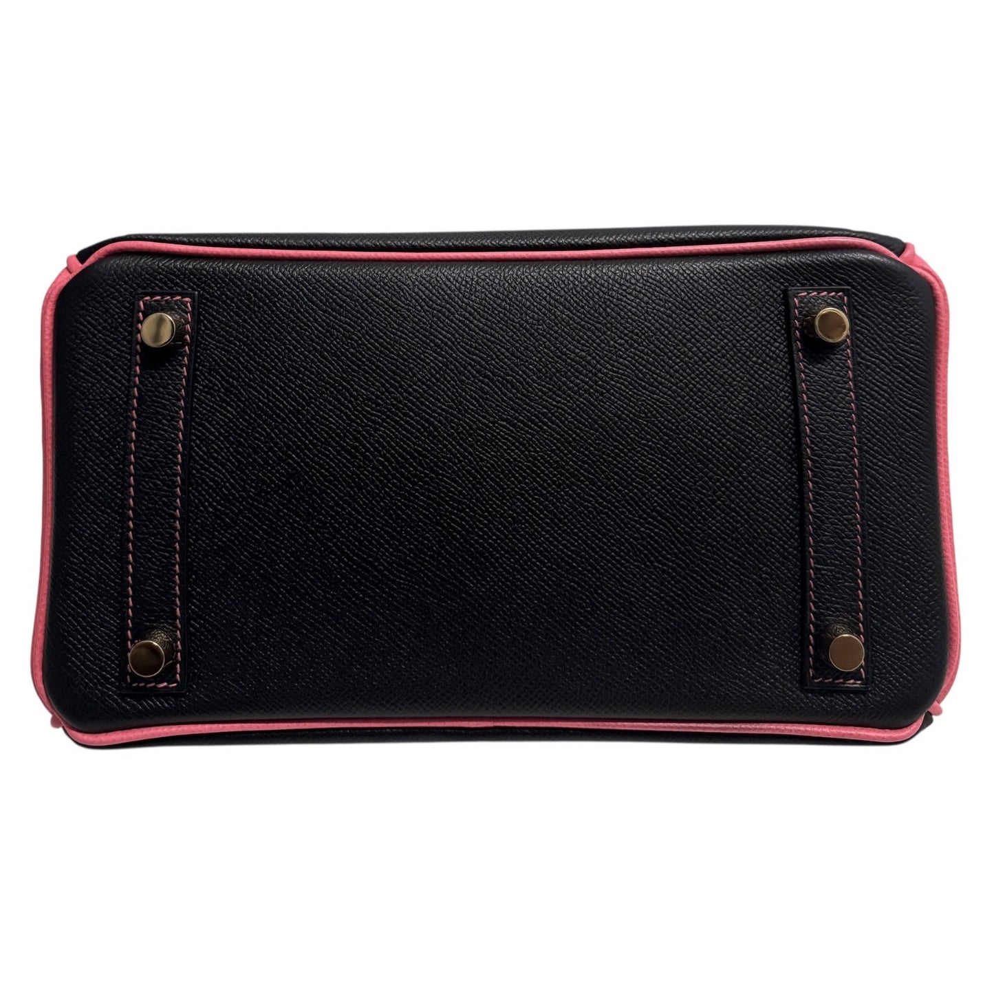 Hermes Birkin 25 Special Order Black & Rose Azalee Epsom Leather Brushed Gold