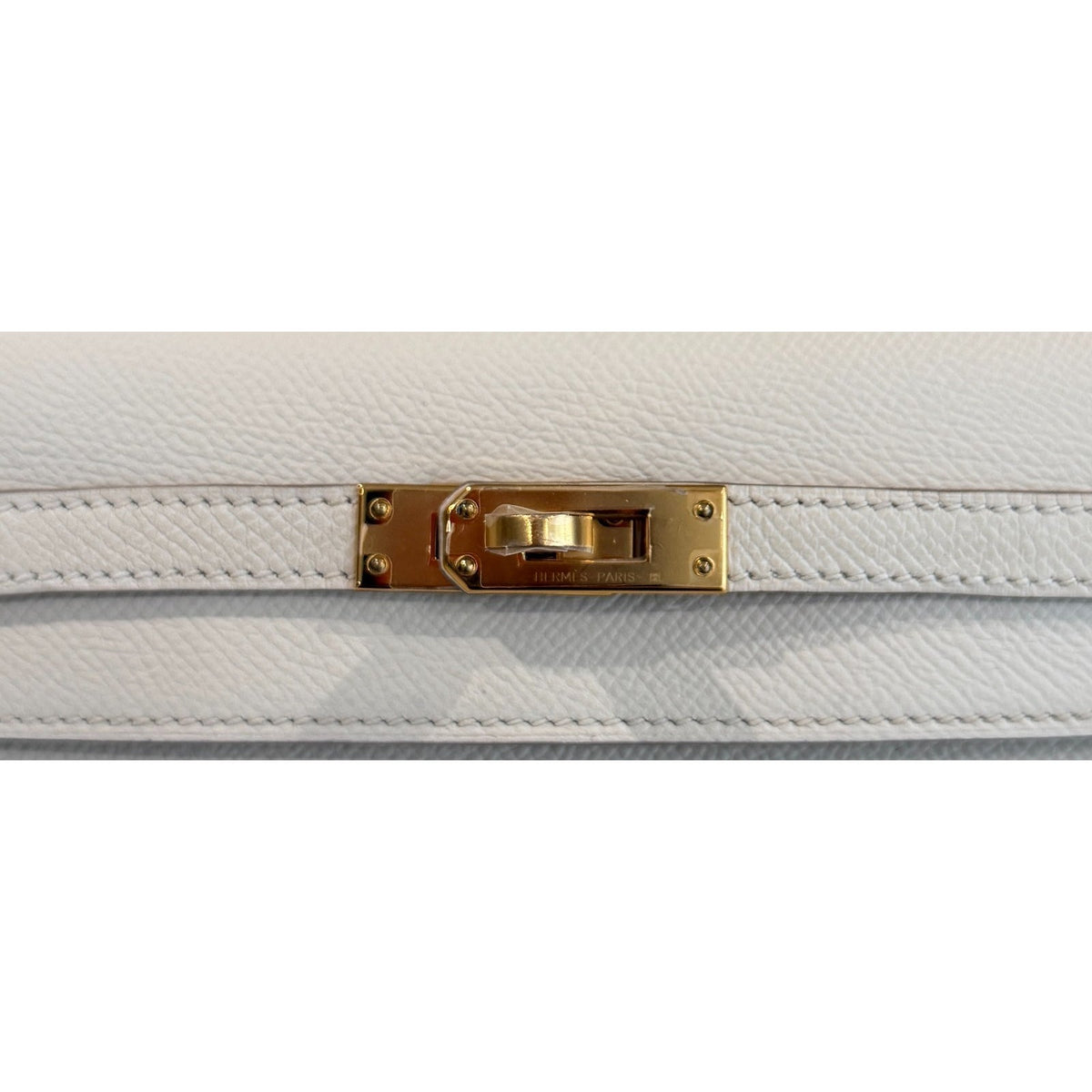 Hermes Kelly 25 Sellier Craie White Epsom Leather Gold Hardware