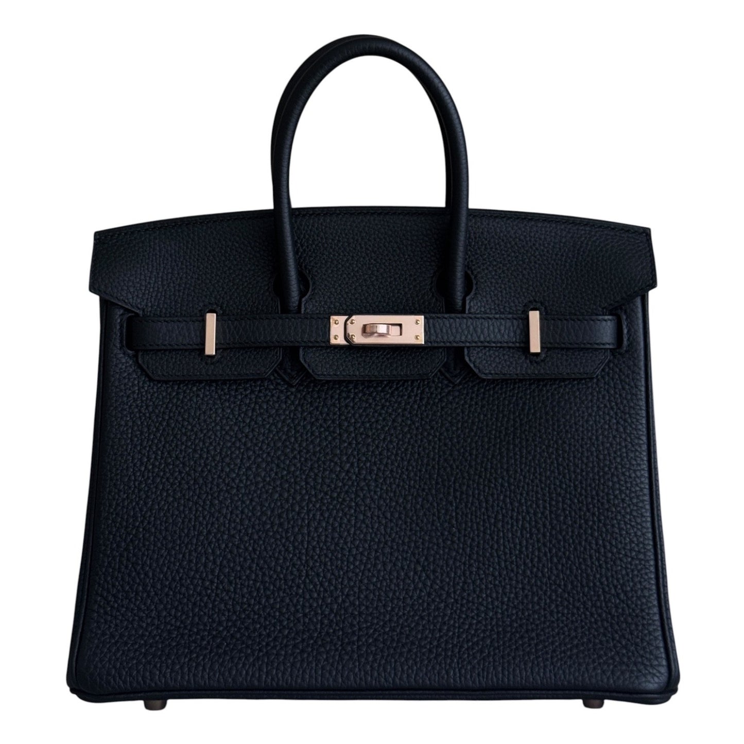 Hermes Birkin 25 Black Noir Togo Leather Rose Gold Hardware RARE