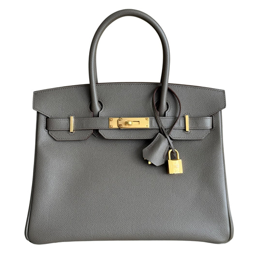 Hermes Birkin 30 Gris Etain Gray Epsom Leather Gold Hardware