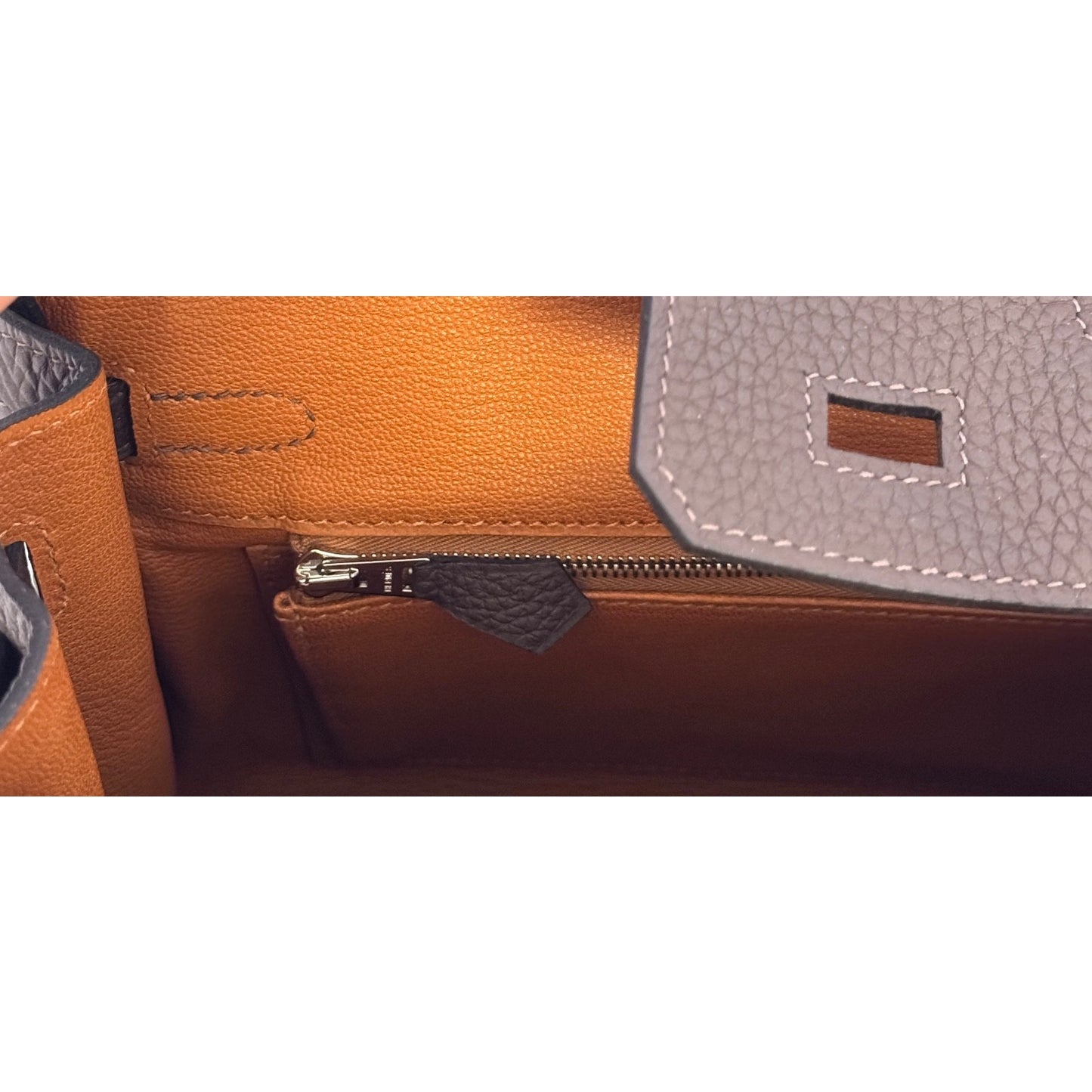 Hermes Birkin 25 Verso Ebene Brown & Gold Tan Togo Leather Palladium Hardware