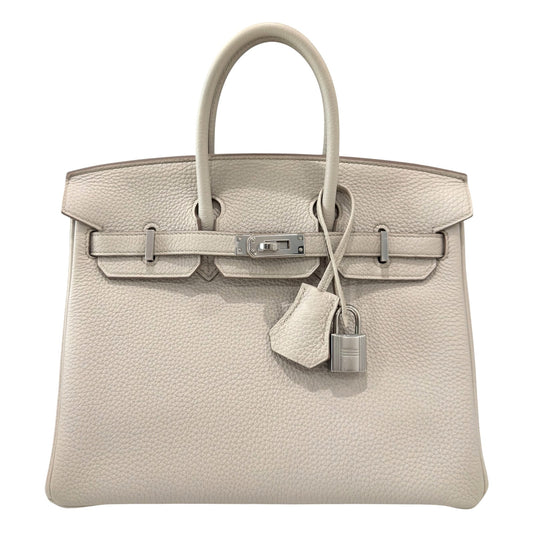 Hermes Birkin 25 Beton Cream Togo Leather Palladium Hardware Rare
