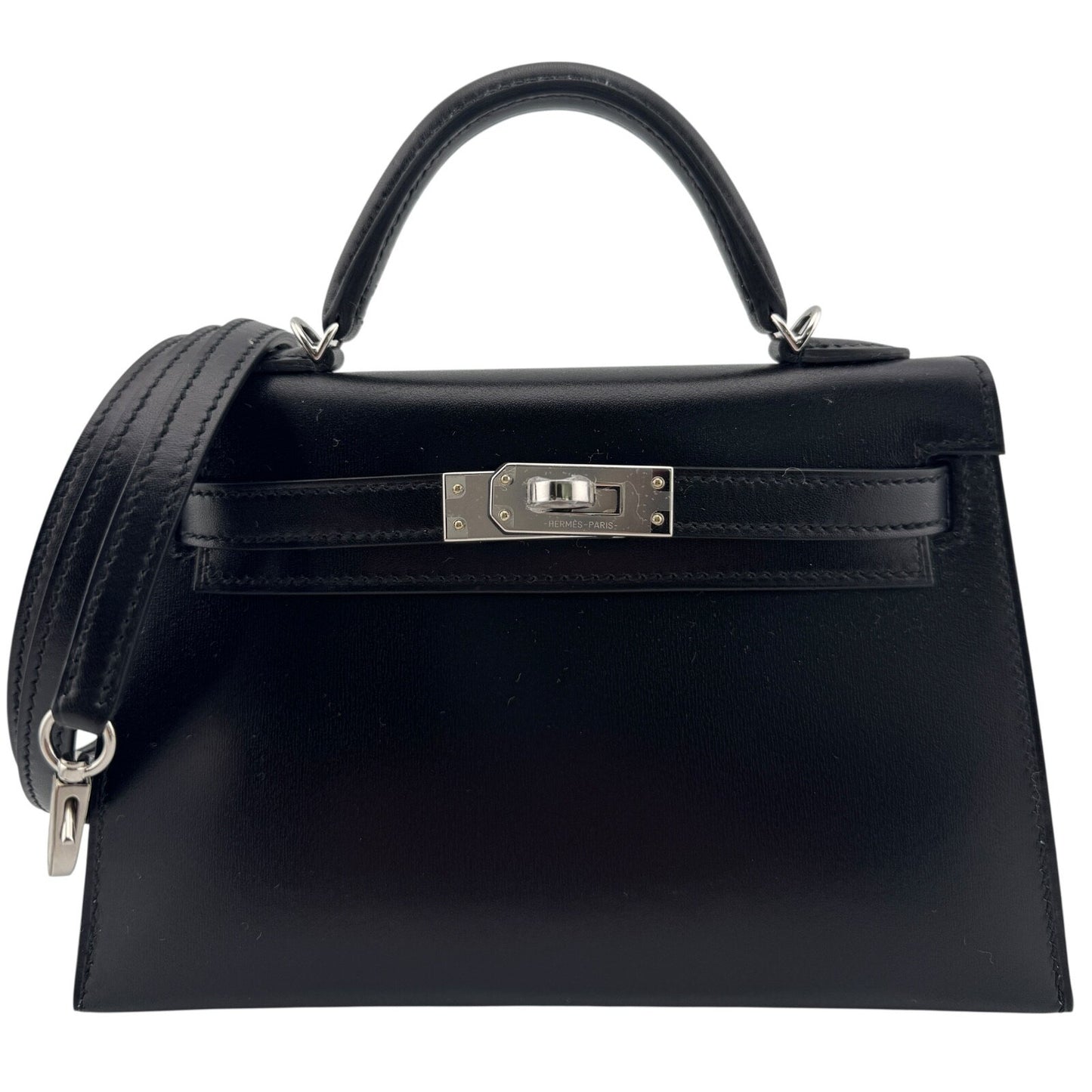 Hermes Kelly Mini 20 Black Noir Leather Palladium Hardware RARE 2025