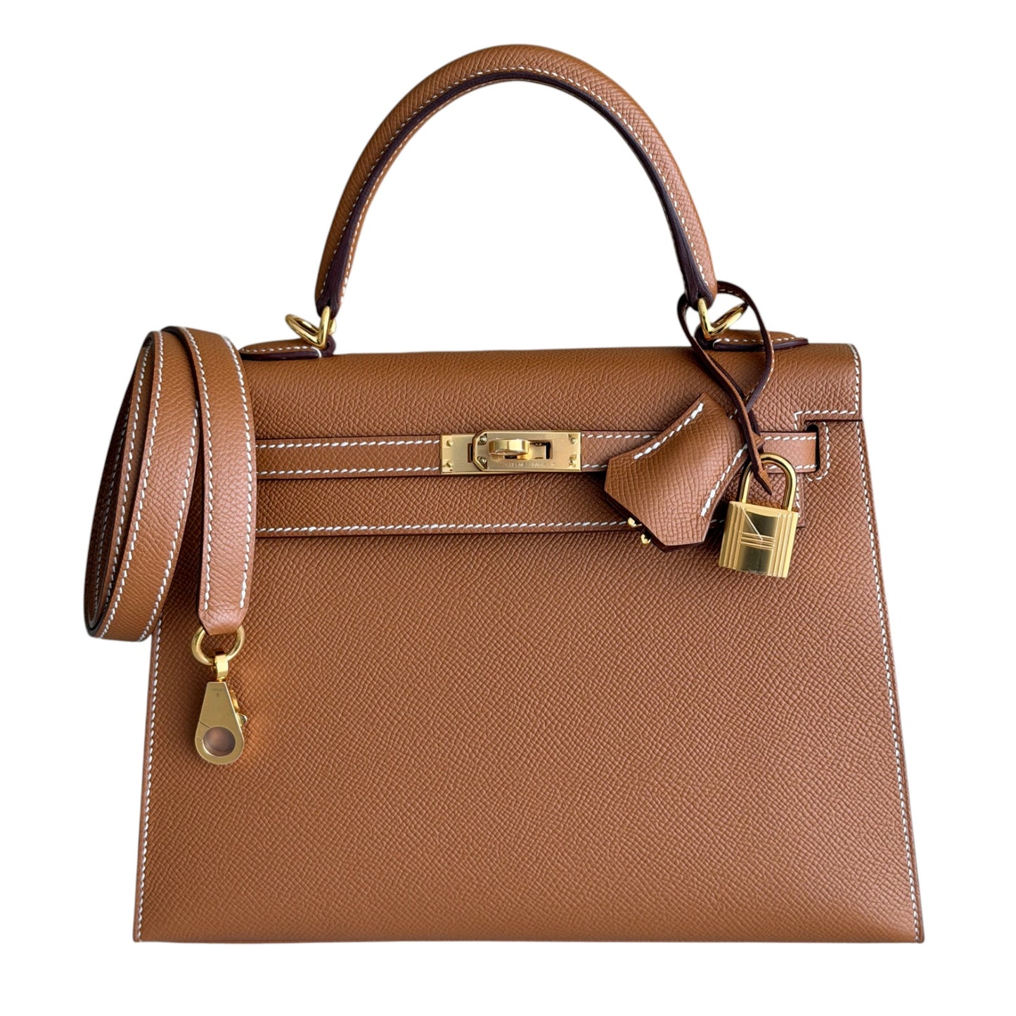 Hermes Kelly 25 Sellier Gold Tan Epsom Leather Gold Hardware