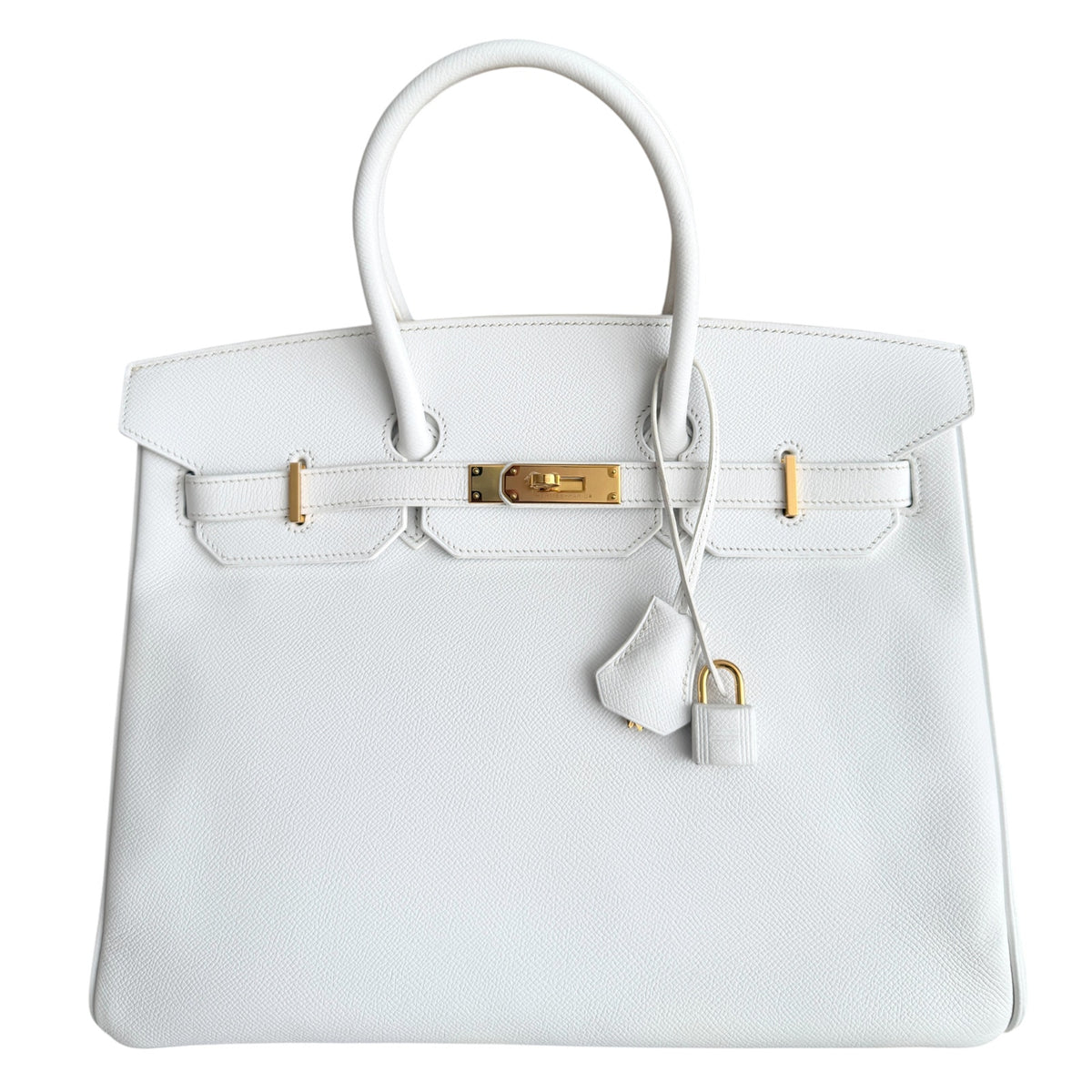 Hermes Birkin 35 Blanc White Epsom Leather Gold Hardware RARE