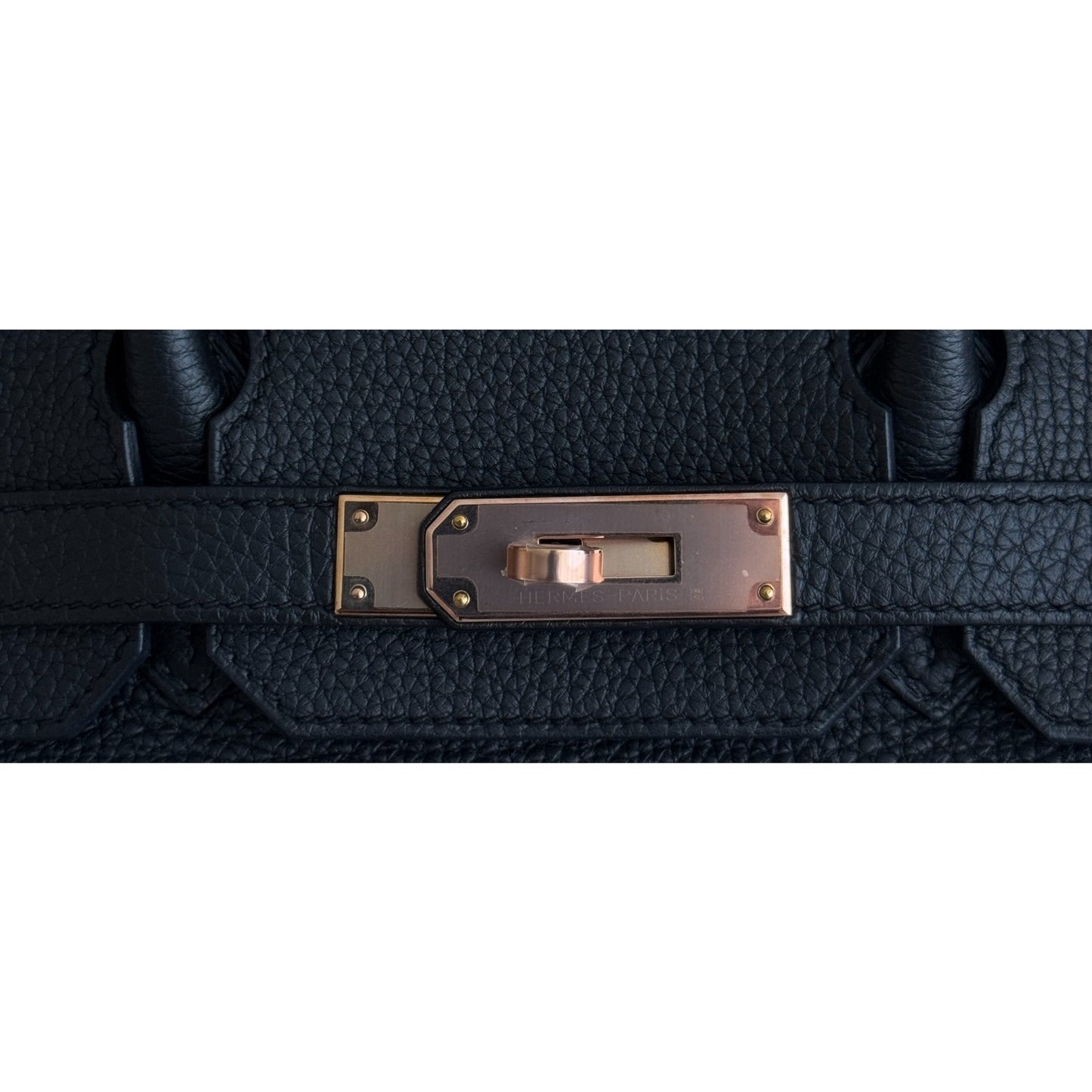 Hermes Birkin 30 Black Noir Togo Leather Rose Gold Hardware Handbag RARE