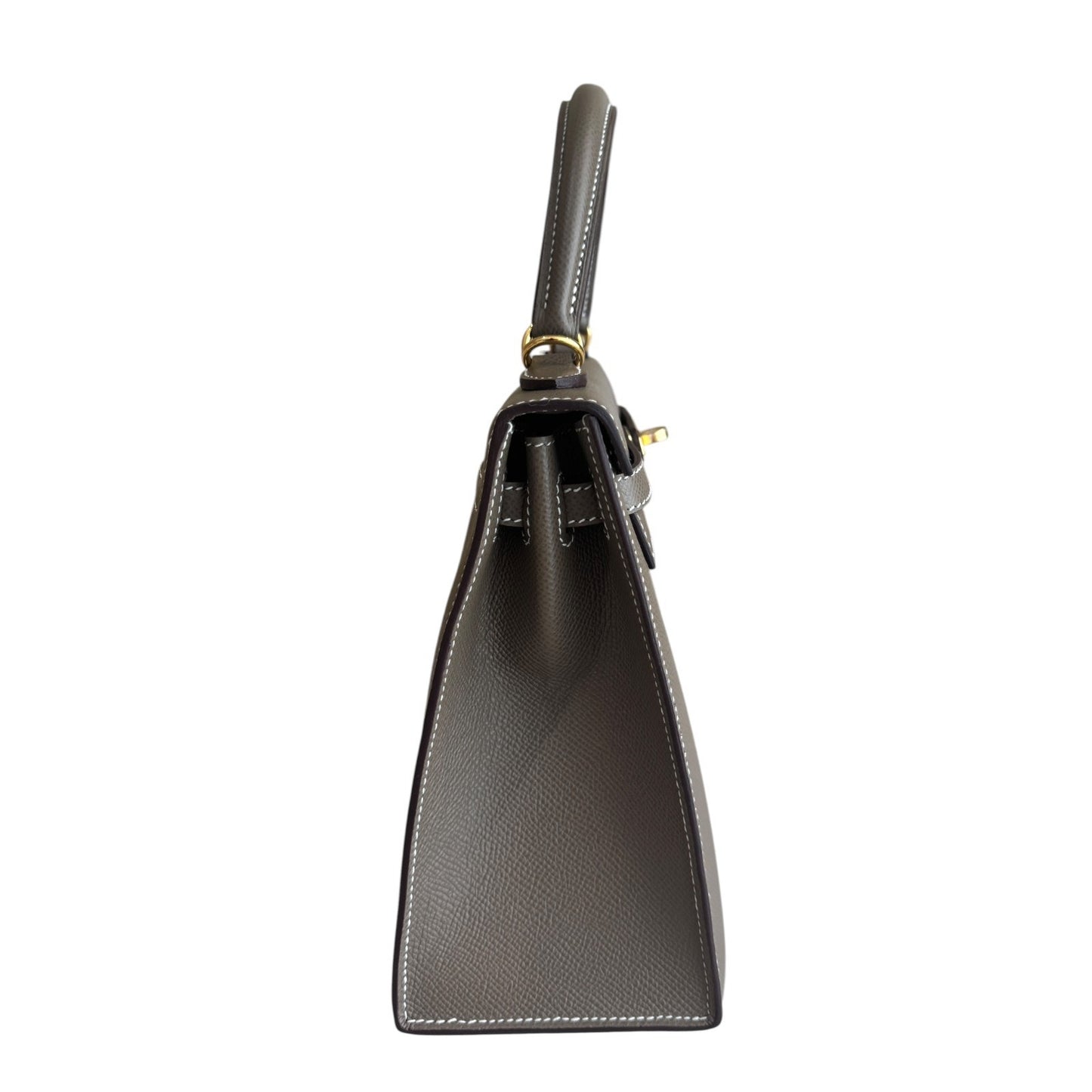 Hermes Kelly 25 Sellier Etoupe Gray Epsom Leather Gold Hardware