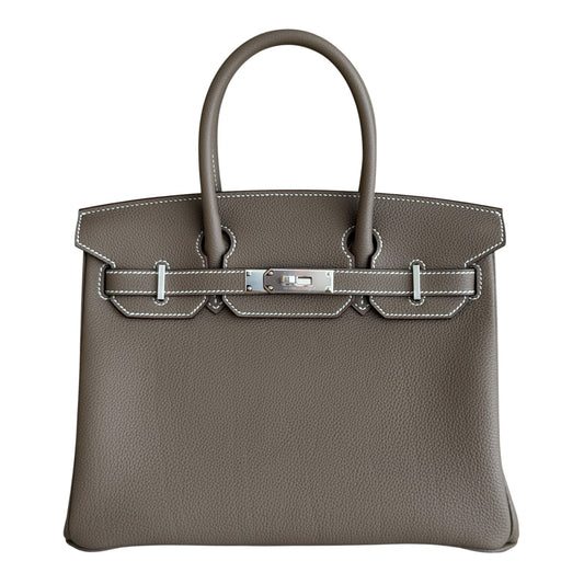 Hermes Birkin 30 Etoupe Gray Togo Leather Palladium Hardware