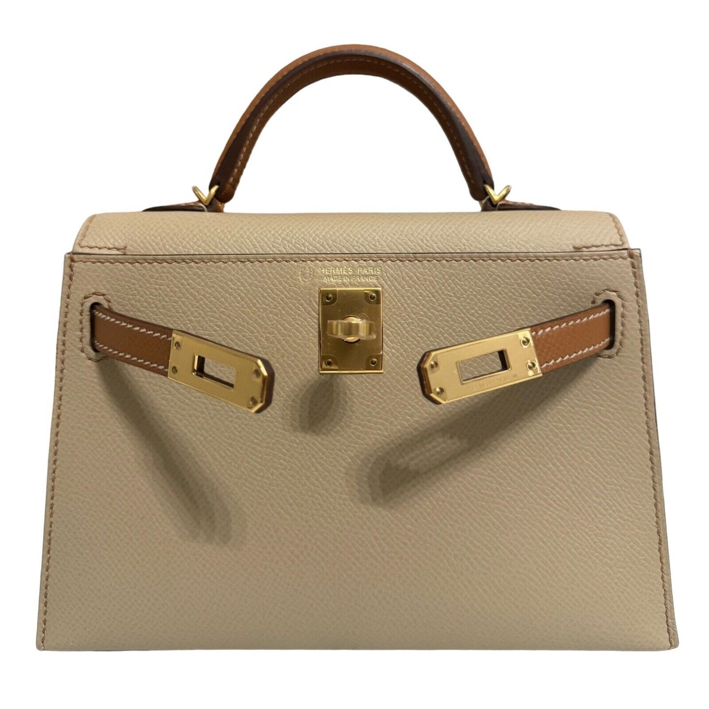 Hermes Kelly Mini 20 Special Order Trench Beige & Gold Tan Epsom Gold Hardware