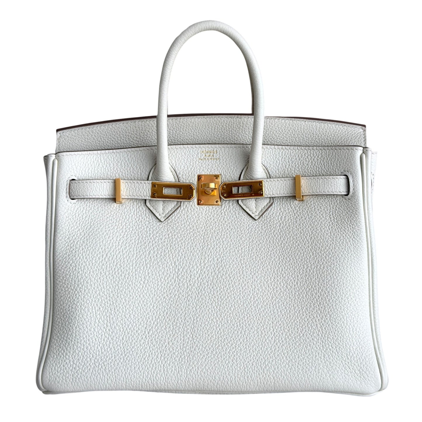 Hermes Birkin 25 Mushroom White Gray Togo Leather Gold Hardware