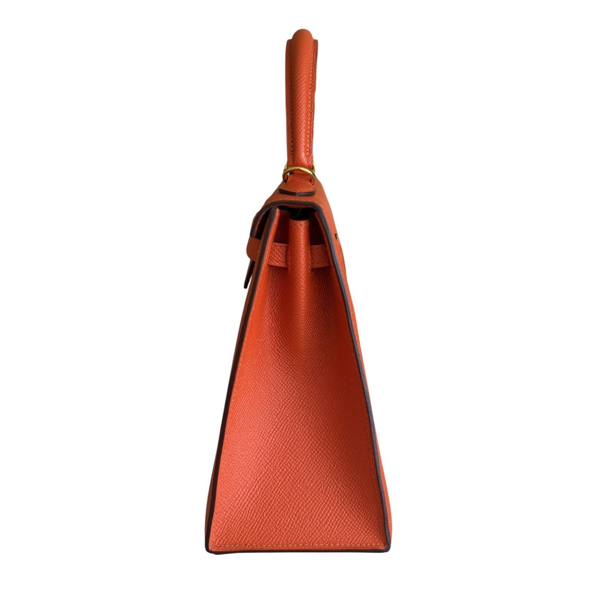 Hermes Kelly 25 Sellier Feu Orange Epsom Gold Hardware RARE