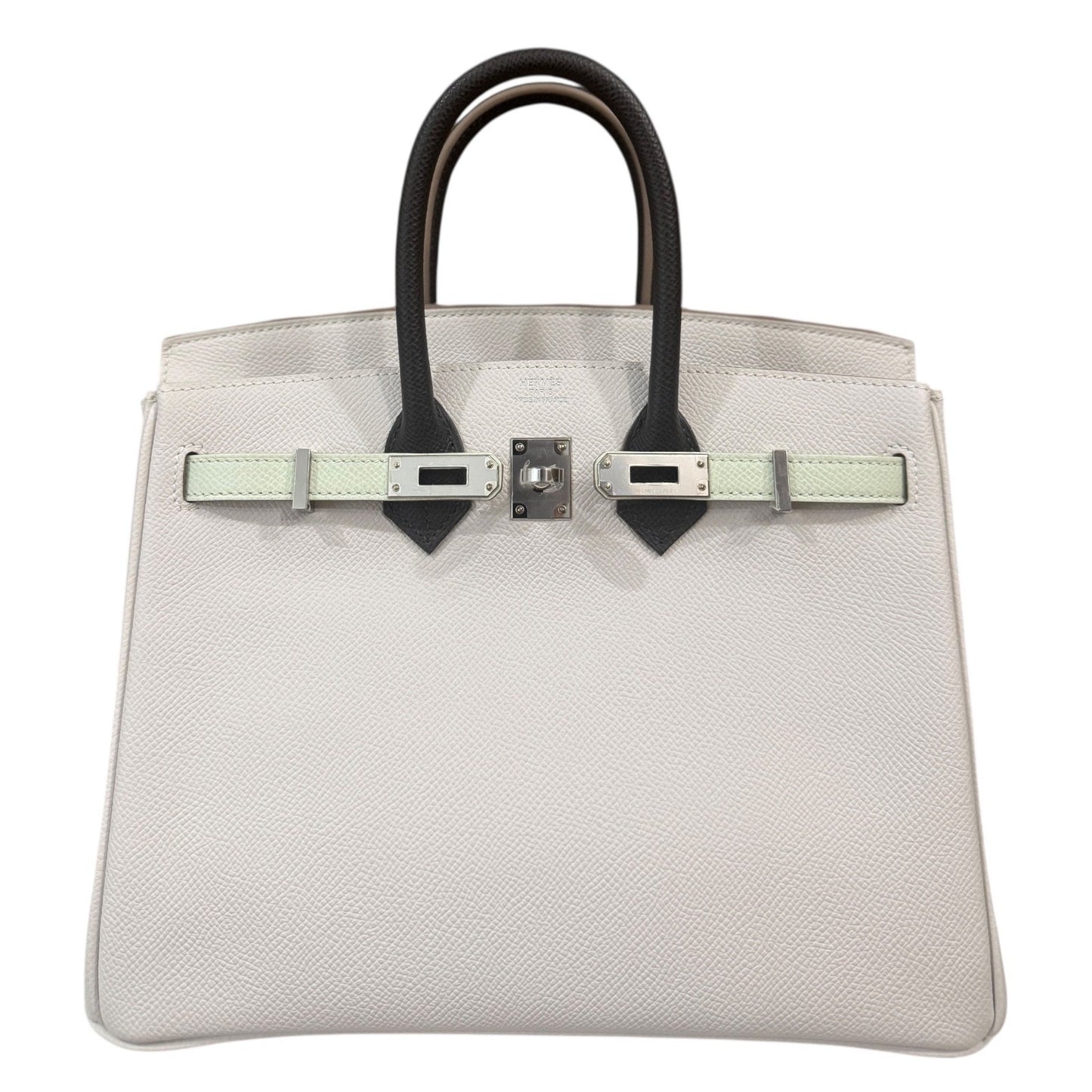 Hermes Birkin 25 Tri Color Gris Pale Vert Fizz Graphite Gray Epsom Palladium