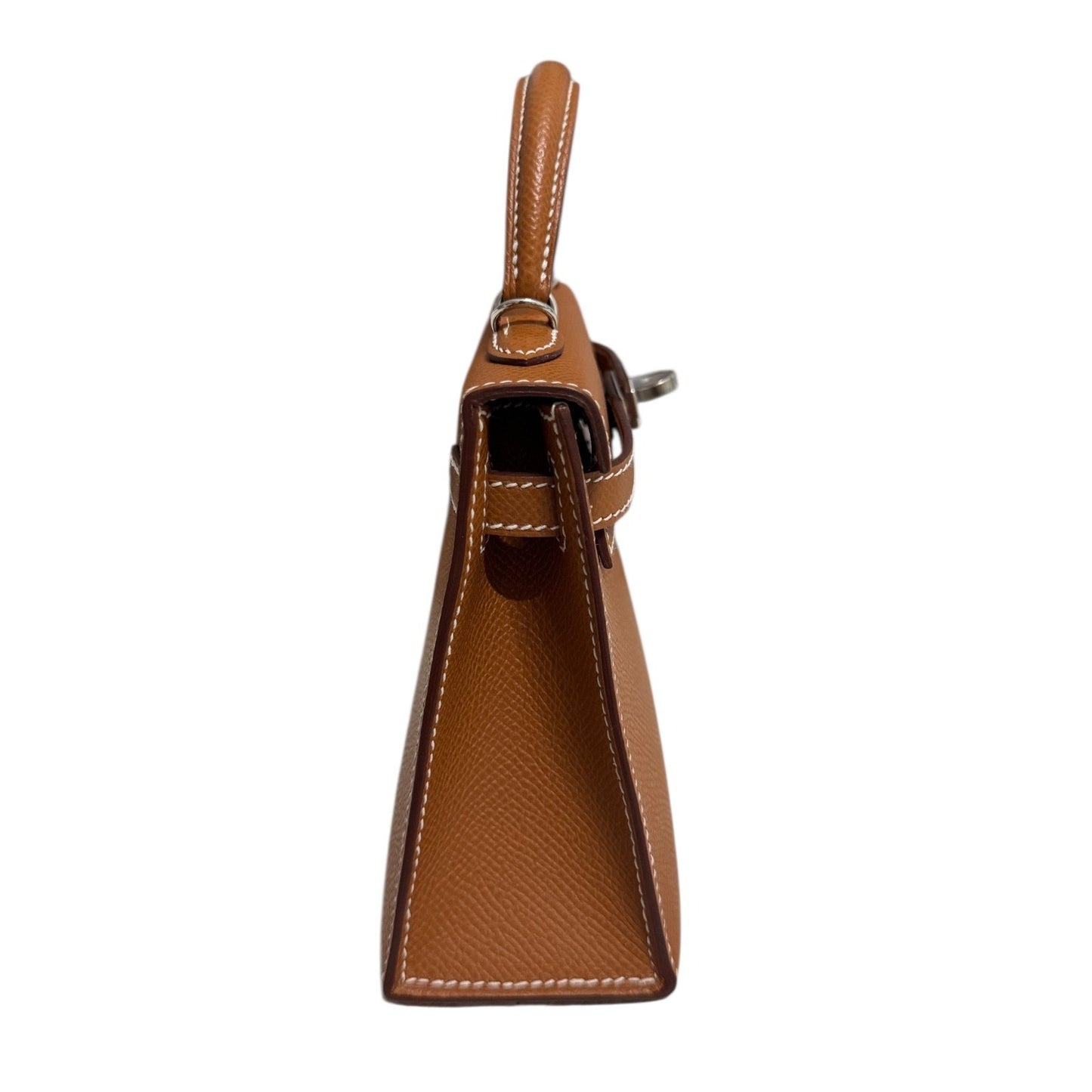 Hermes Kelly Mini 20 Gold Tan Epsom Leather 2 Shoulder Straps Palladium Hardware