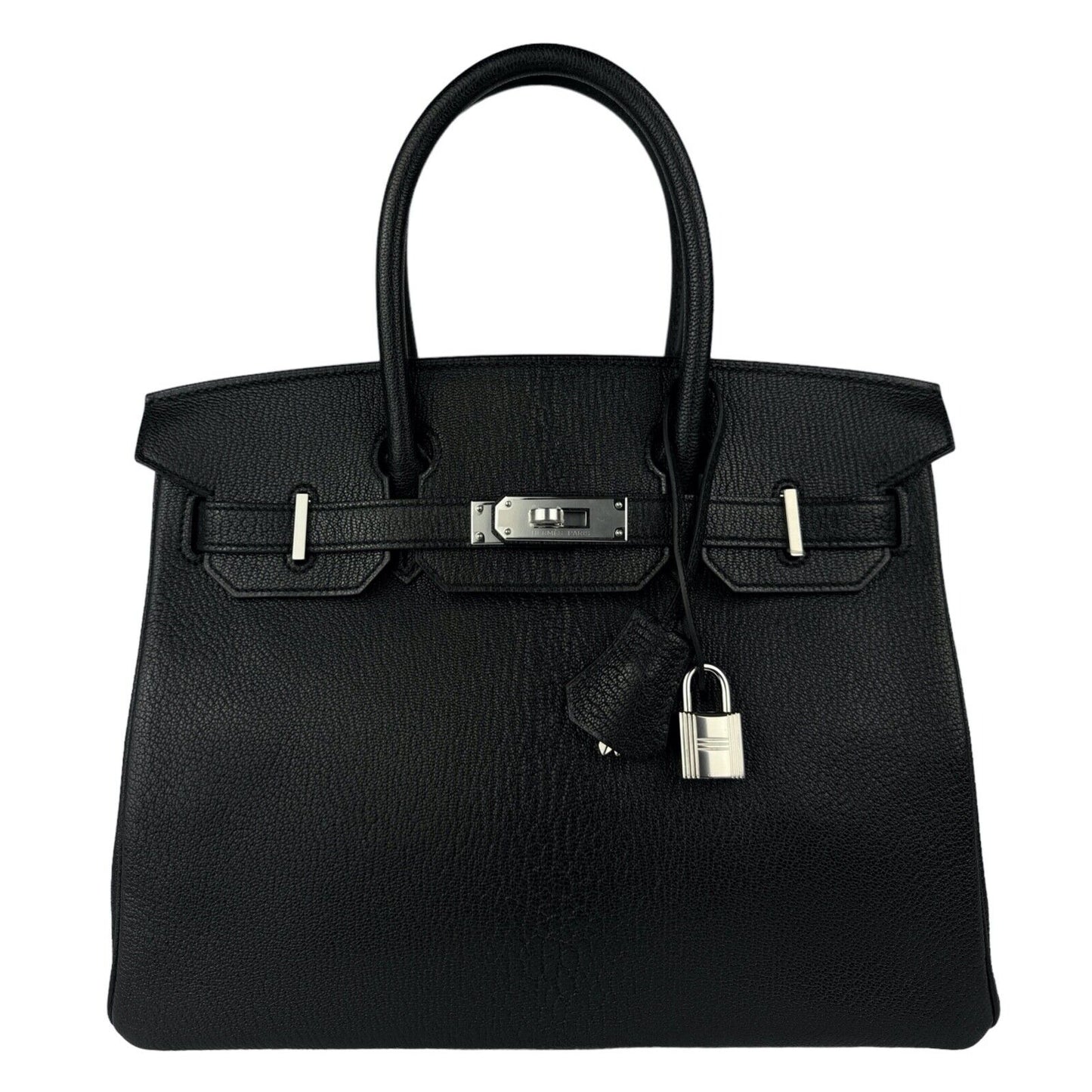 Hermes Birkin 30 Black Noir Chèvre Coromandel Leather Palladium Hardware RARE