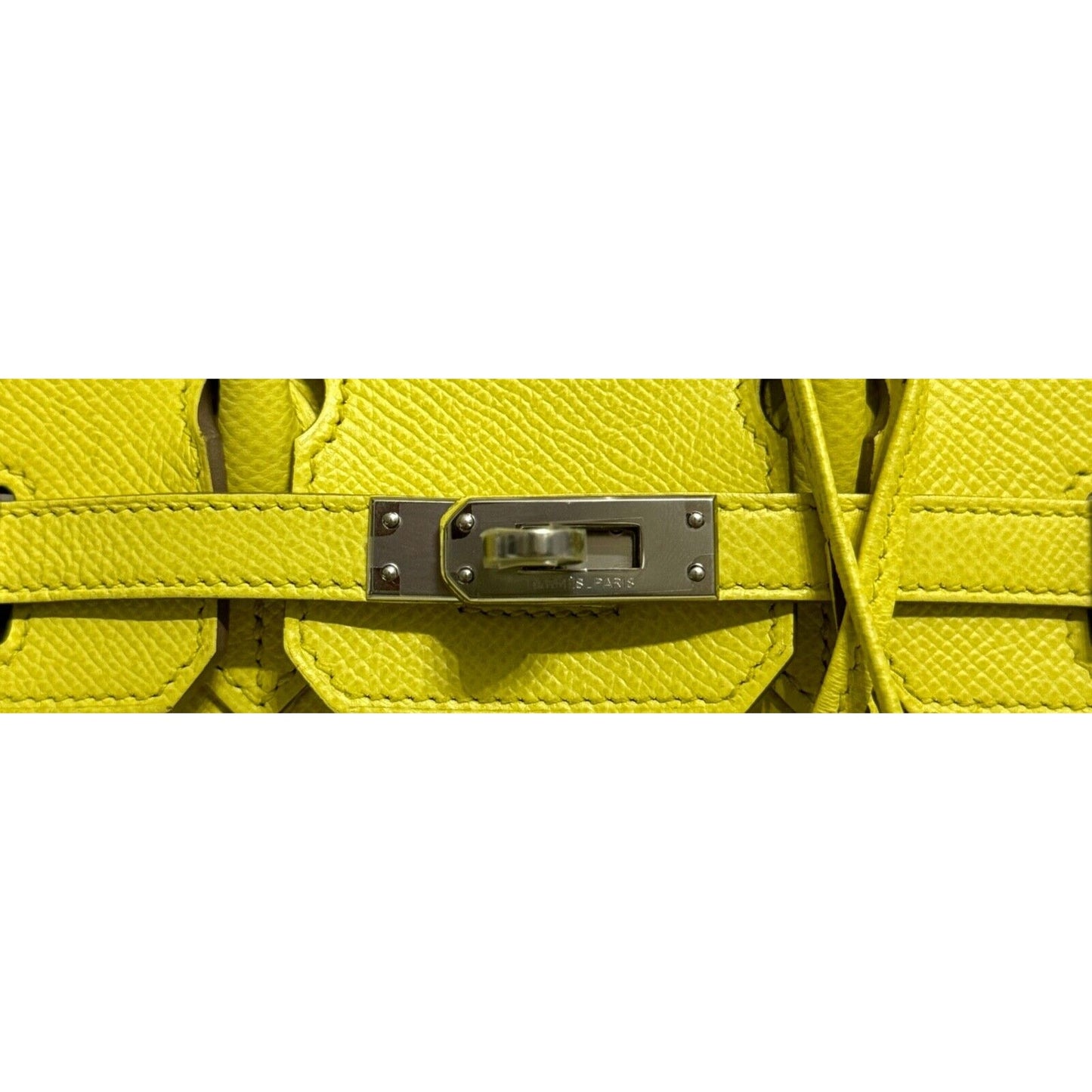 Hermes Birkin 25 Lime Yellow Epsom Leather Palladium Hardware Handbag