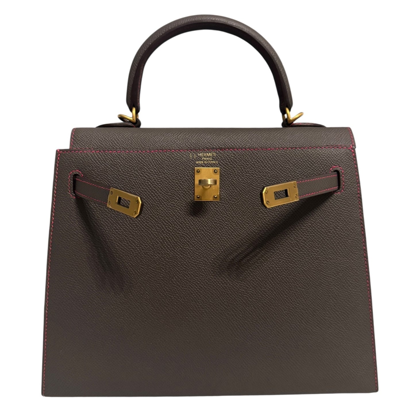 Hermes Kelly 25 Sellier Special Orde Etain Gray Pink Epsom Brushed Gold Hardware