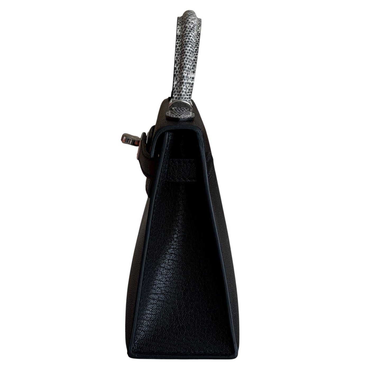 Hermes Mini Kelly Touch Black Chamkila Chevre Leather Lizard Palladium Hardware
