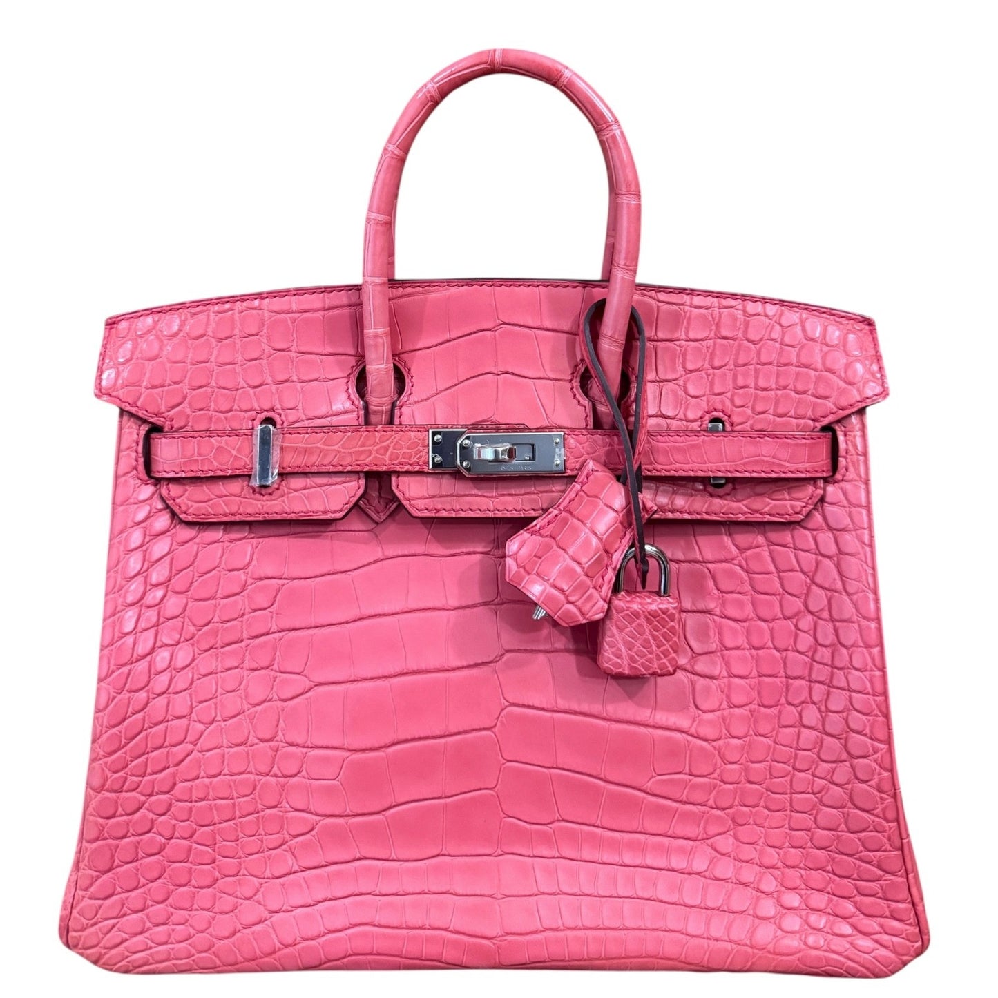 Hermes Birkin 25 Matte Alligator Bougainvillea Pink Palladium Hardware Rare