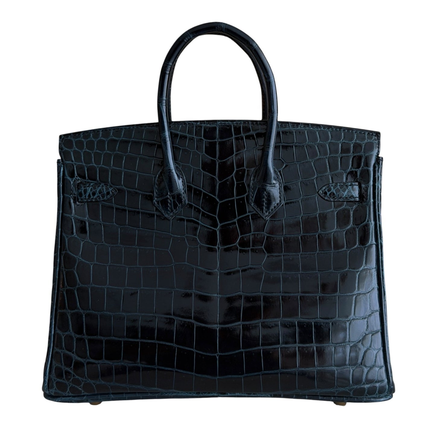 Hermes Birkin 25 Vert Rousseau Blue Green Nilo Crocodile Leather Gold Hardware