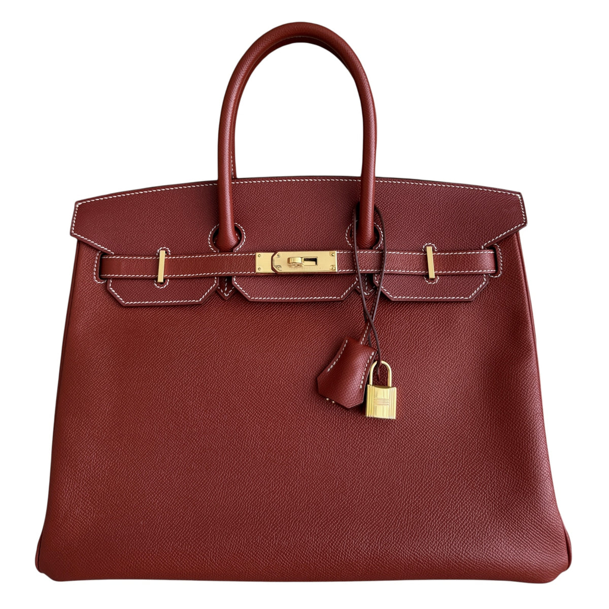 Hermes Birkin 35 Sienne Red Brown Epsom Leather Gold Hardware RARE