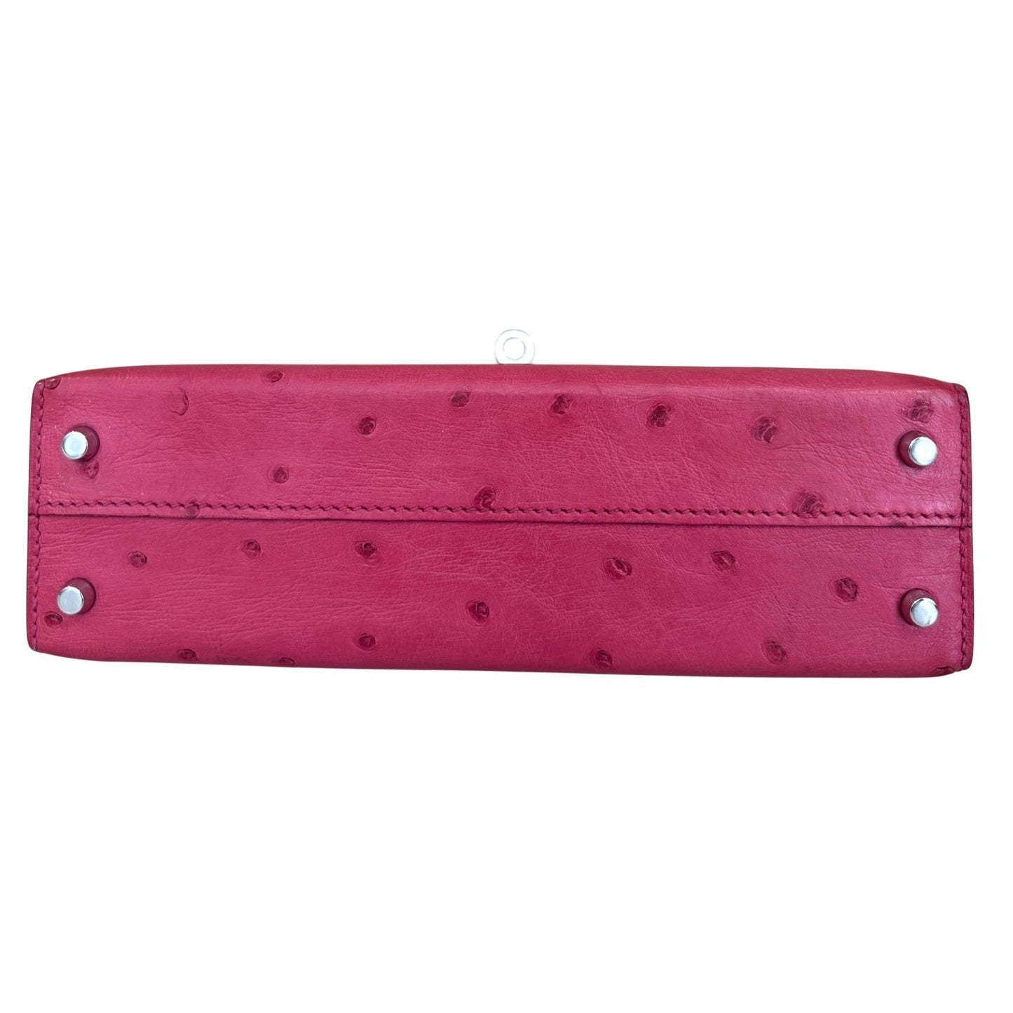 Hermes Kelly Mini 20 Rose Tyrien Pink Ostrich Leather Palladium Hardware RARE