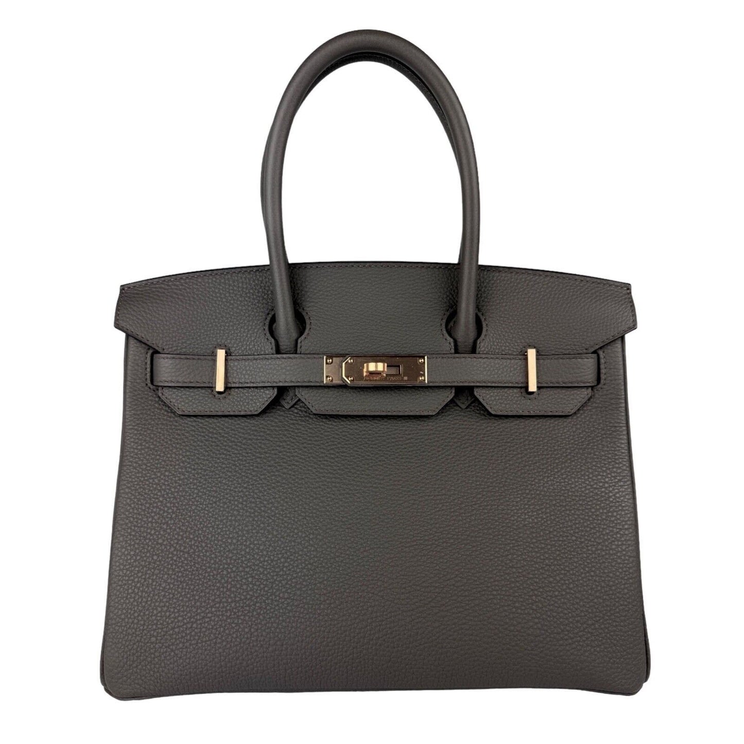 Hermes Birkin 30 Etain Grey Gray Gris Togo Leather Rose Gold Hardware Handbag