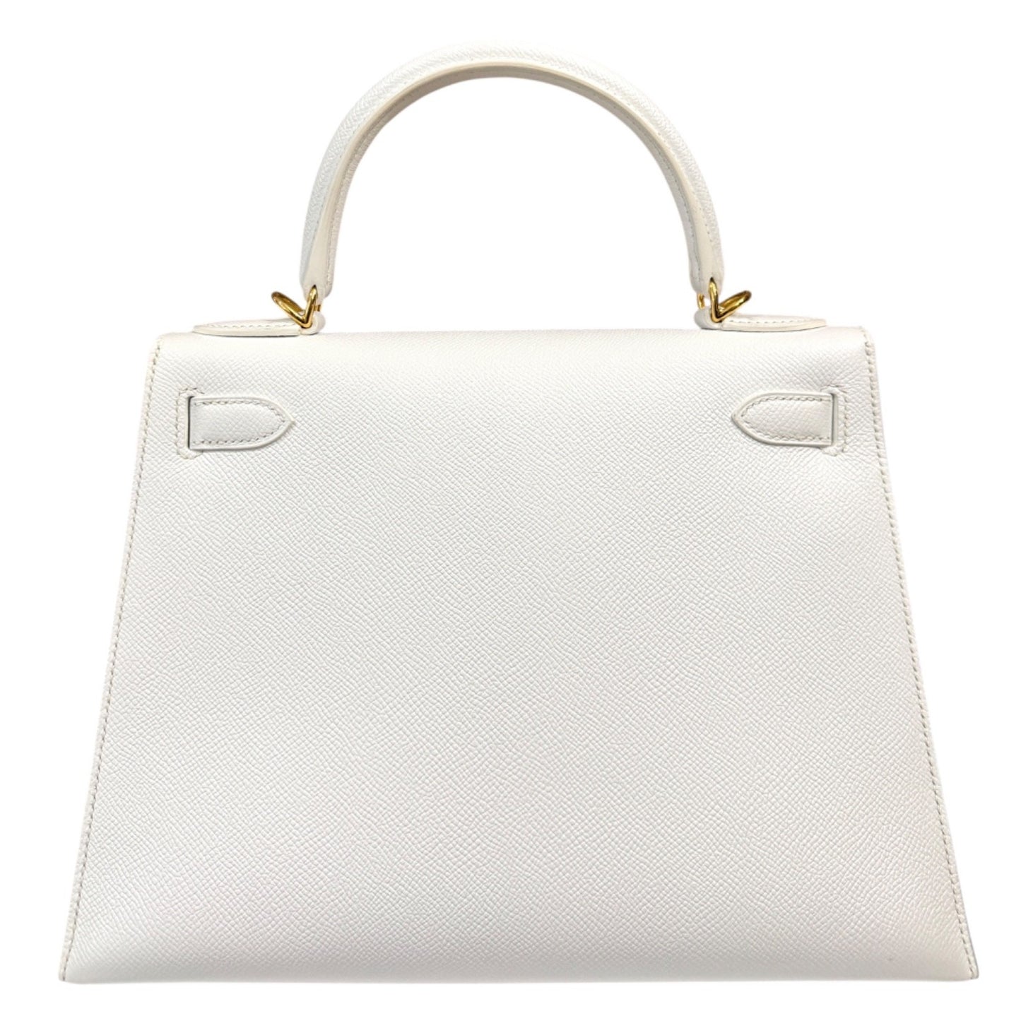 Hermes Kelly 28 Sellier White Blanc Epsom Leather Gold Hardware
