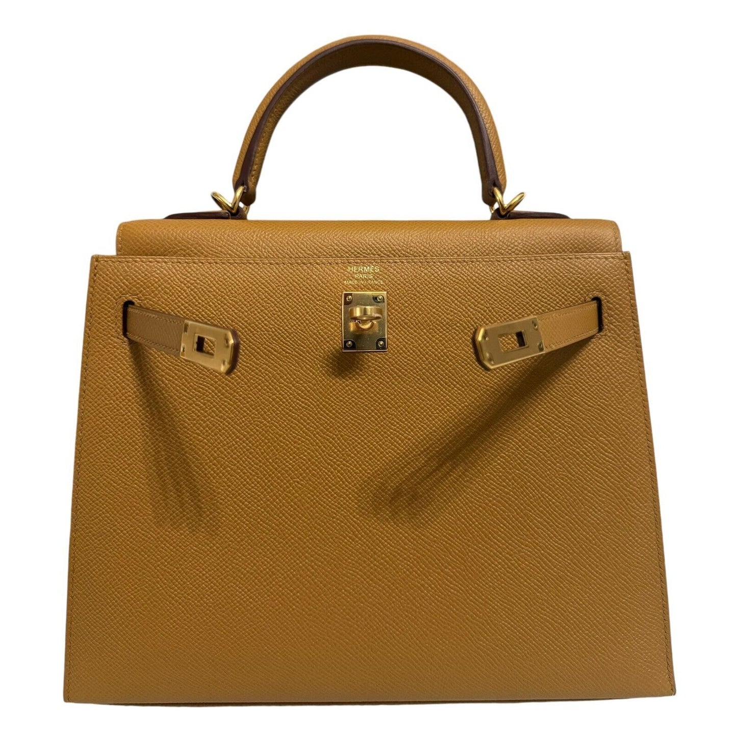 Hermes Kelly 25 Sellier Sesame Tan Epsom Leather Gold Hardware Shoulder bag