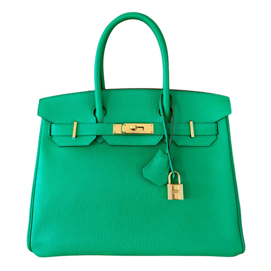 Hermes Birkin 30 Menthe Mint Green Chevre Leather Gold Hardware Rare