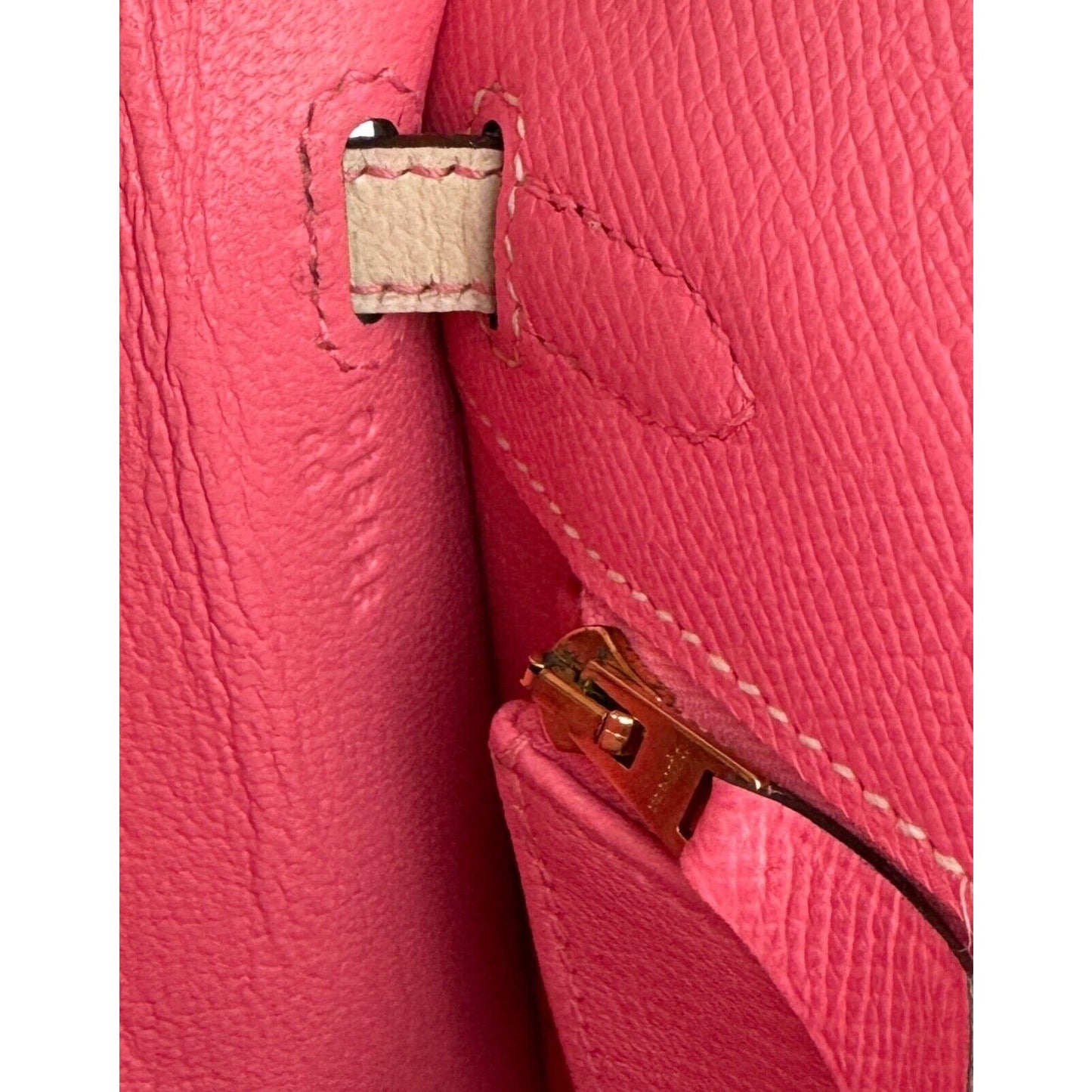 Hermes Kelly 25 Sellier Special Order Rose Azalea Pink Craie Epsom Brushed Gold