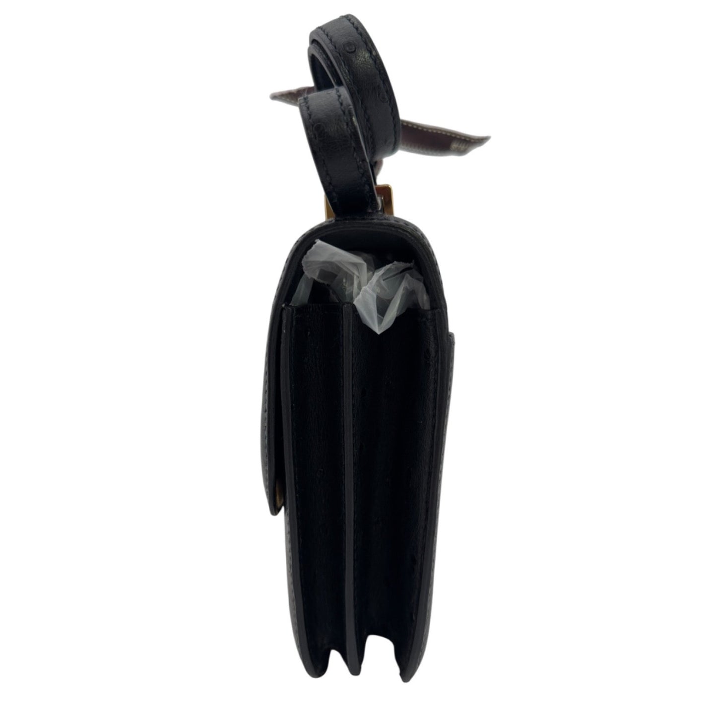 HERMES Constance 18 Mini Black Noir Ostrich Leather Gold Hardware RARE