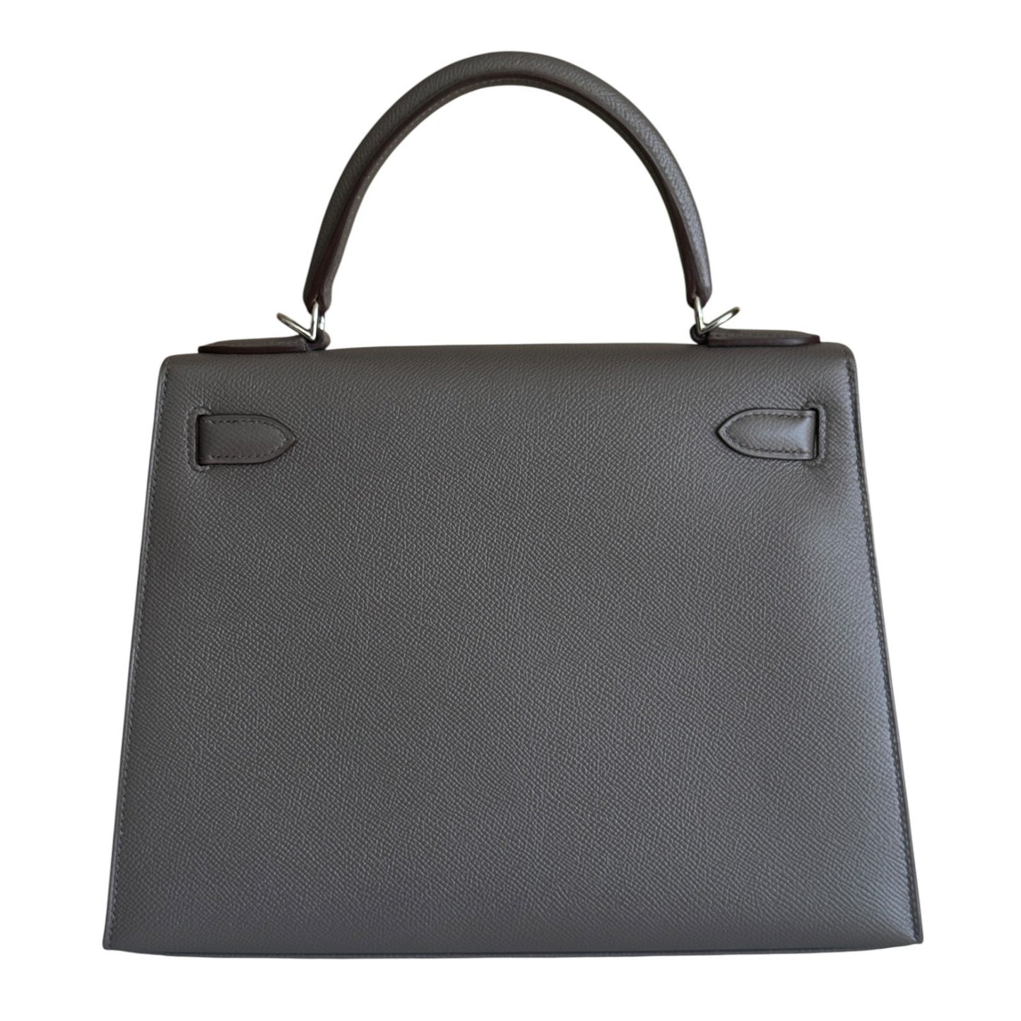 Hermes Kelly 28 Sellier Etain Gray Epsom Leather Palladium Hardware RARE