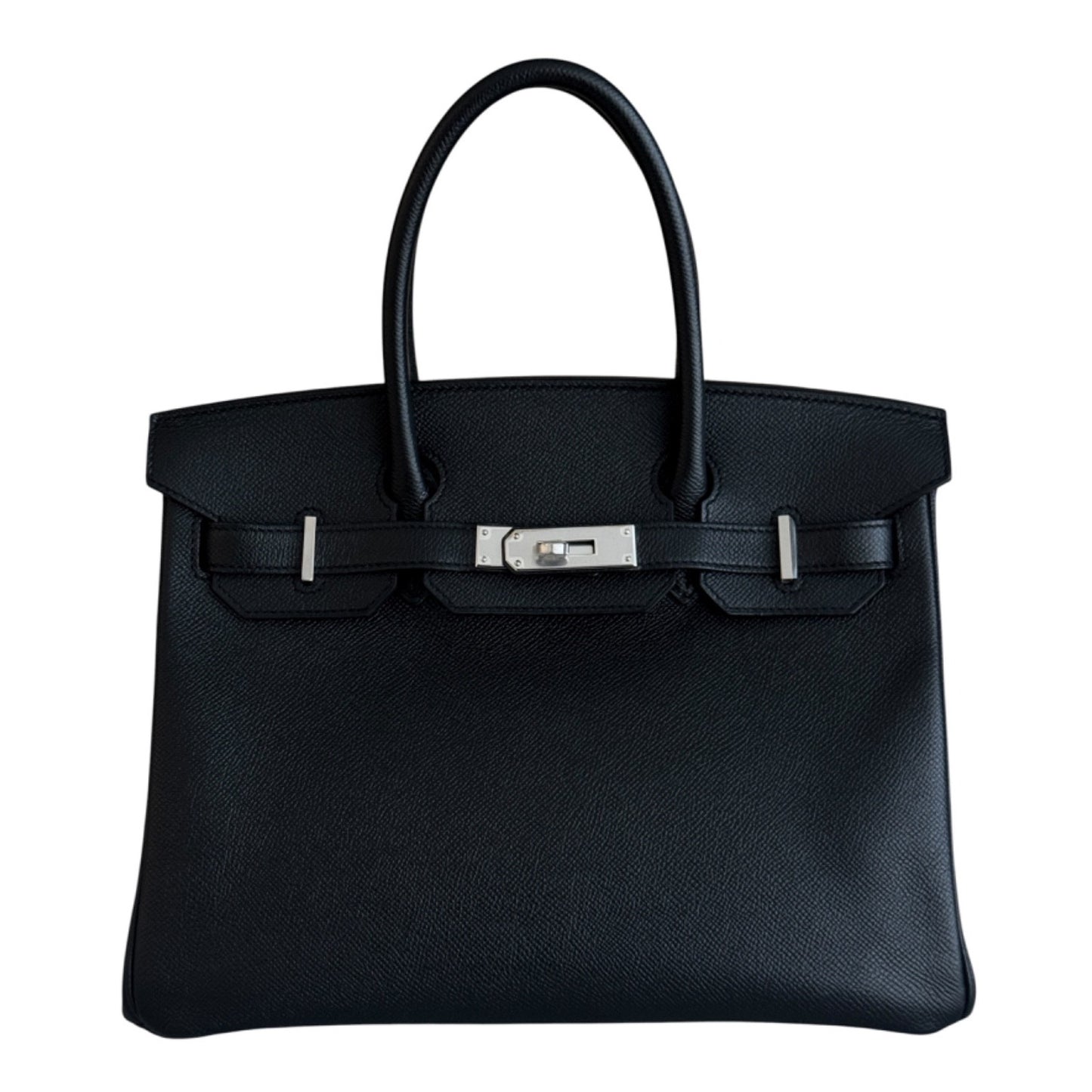 Hermes Birkin 30 Black Noir Epsom Leather Palladium Hardware RARE