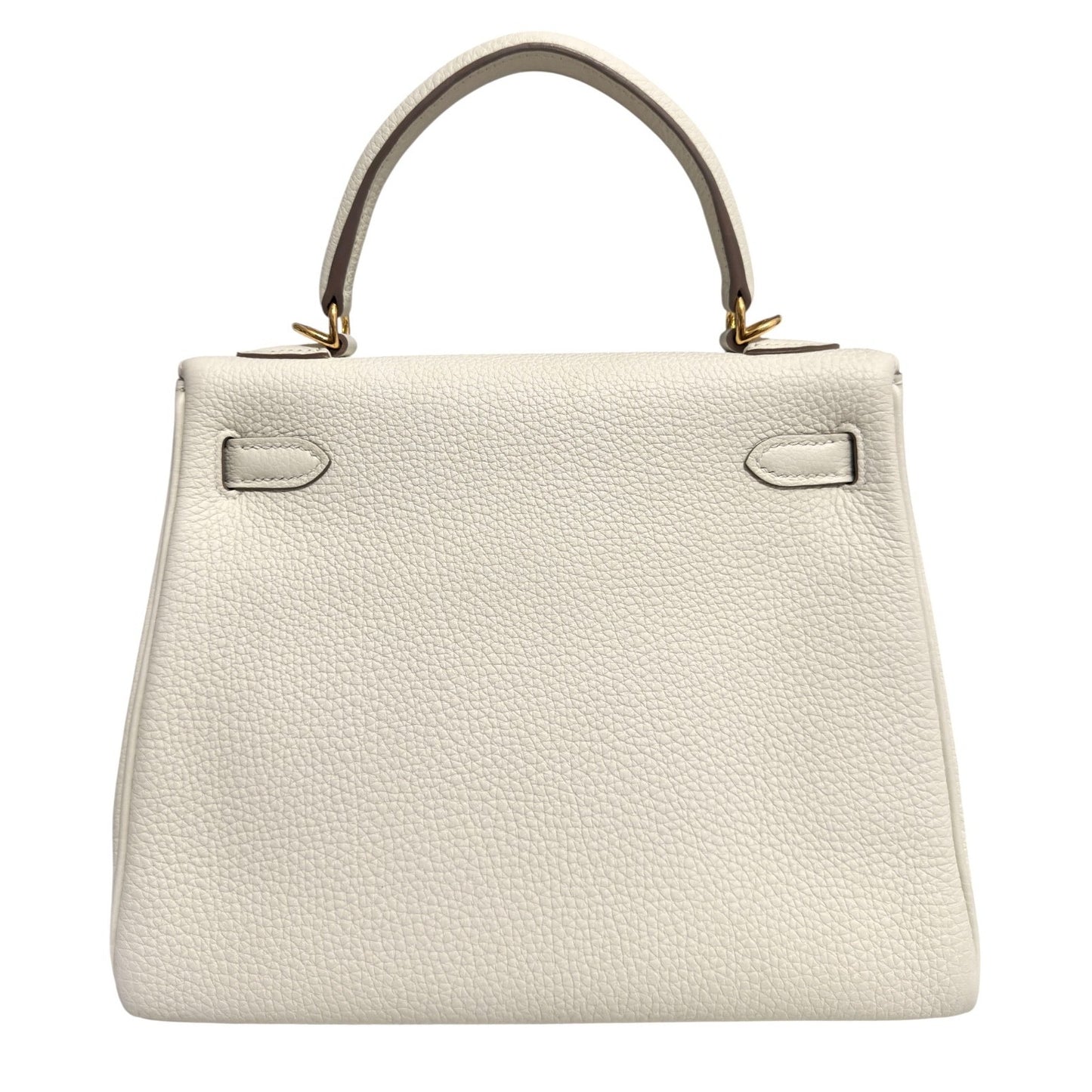 Hermes Kelly 25 Mushroom Gray White Togo Leather Gold Hardware
