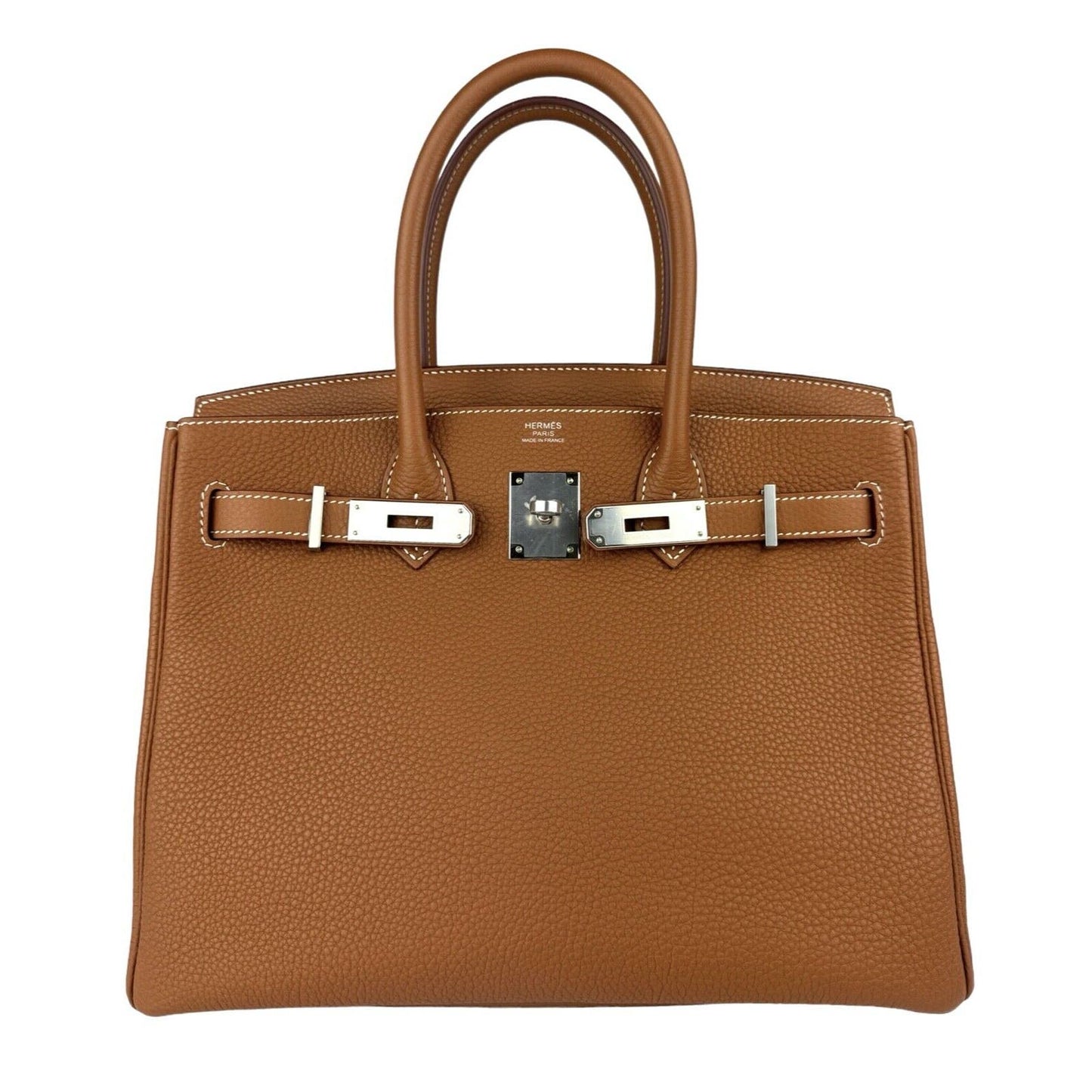 Hermes Birkin 30 Gold Tan Togo Leather Palladium Hardware Handbag