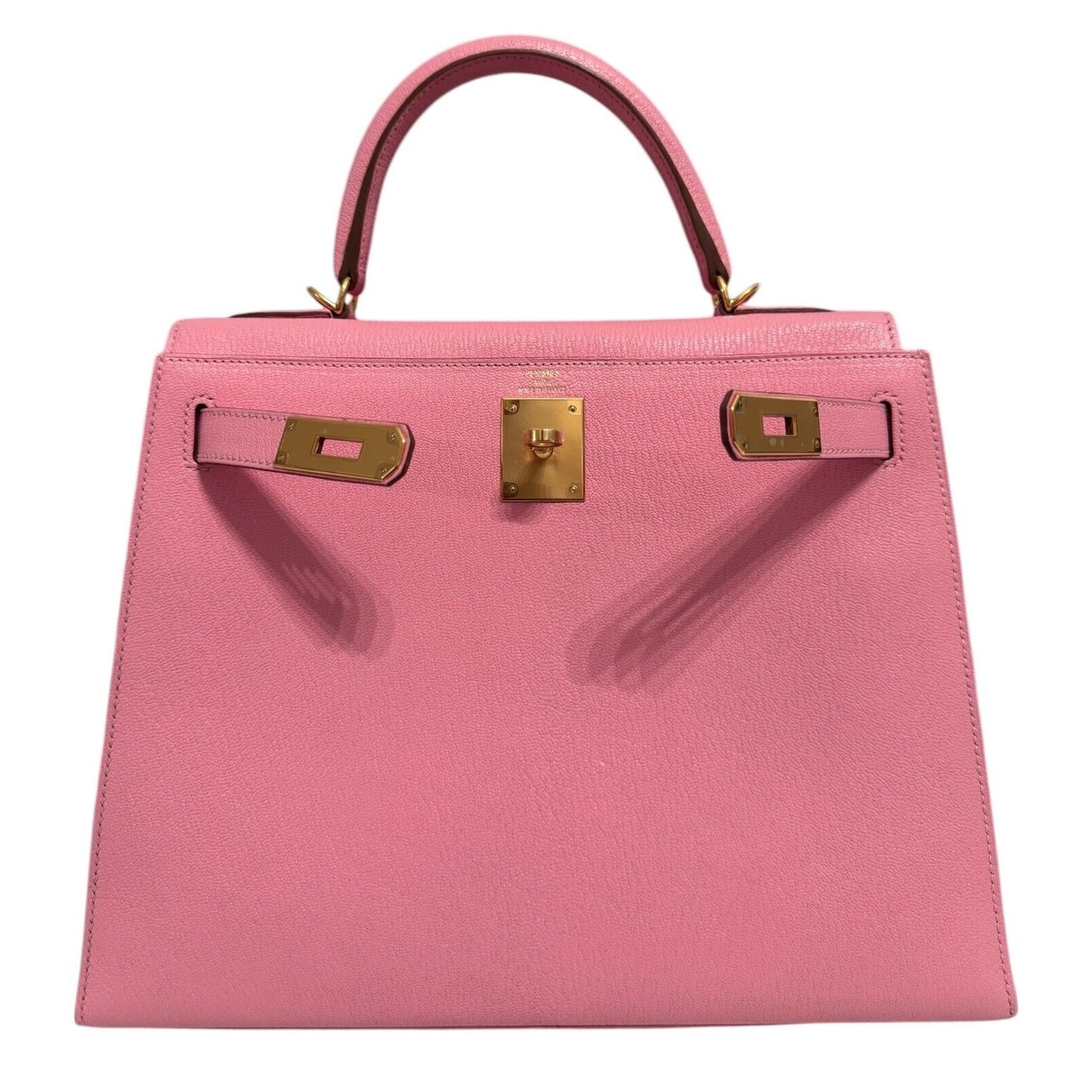 Hermes Kelly 28 Sellier Rose Confetti Pink Chevre Leather Gold Hardware RARE