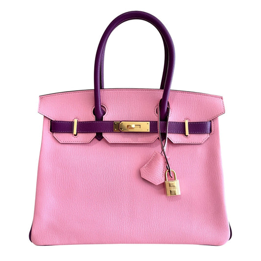 Hermes Birkin 30 Special Order Bubblegum Pink Anemone Purple Chevre Gold HWR