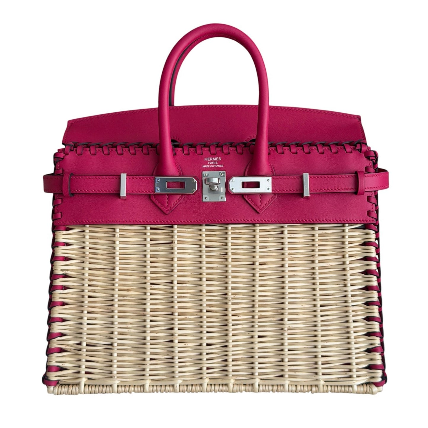 Hermes Birkin 25 Picnic Framboise Pink Leather Palladium Hardware RARE