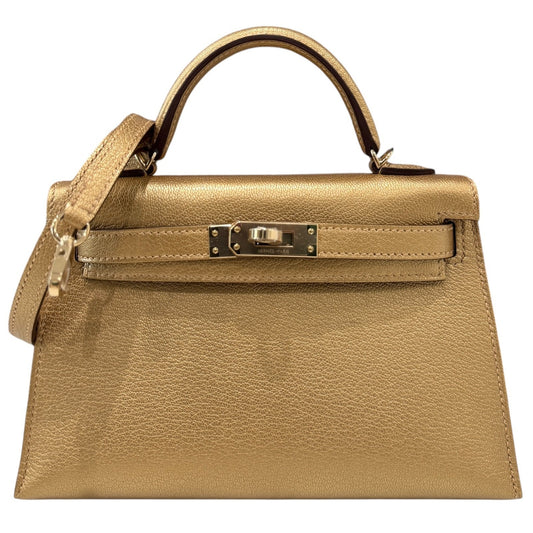 Hermès Kelly Mini 20 Dore Gold Chevre Chamkilight Permabrass Hardware RARE