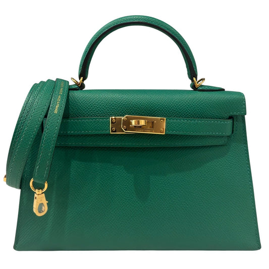 Hermes Kelly Mini 20 Vert Vertigo Green Epsom Leather Gold Hardware