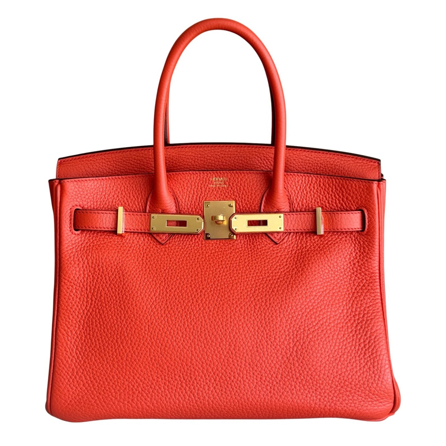 Hermes Birkin 30 Orange Poppy Togo Leather Gold Hardware