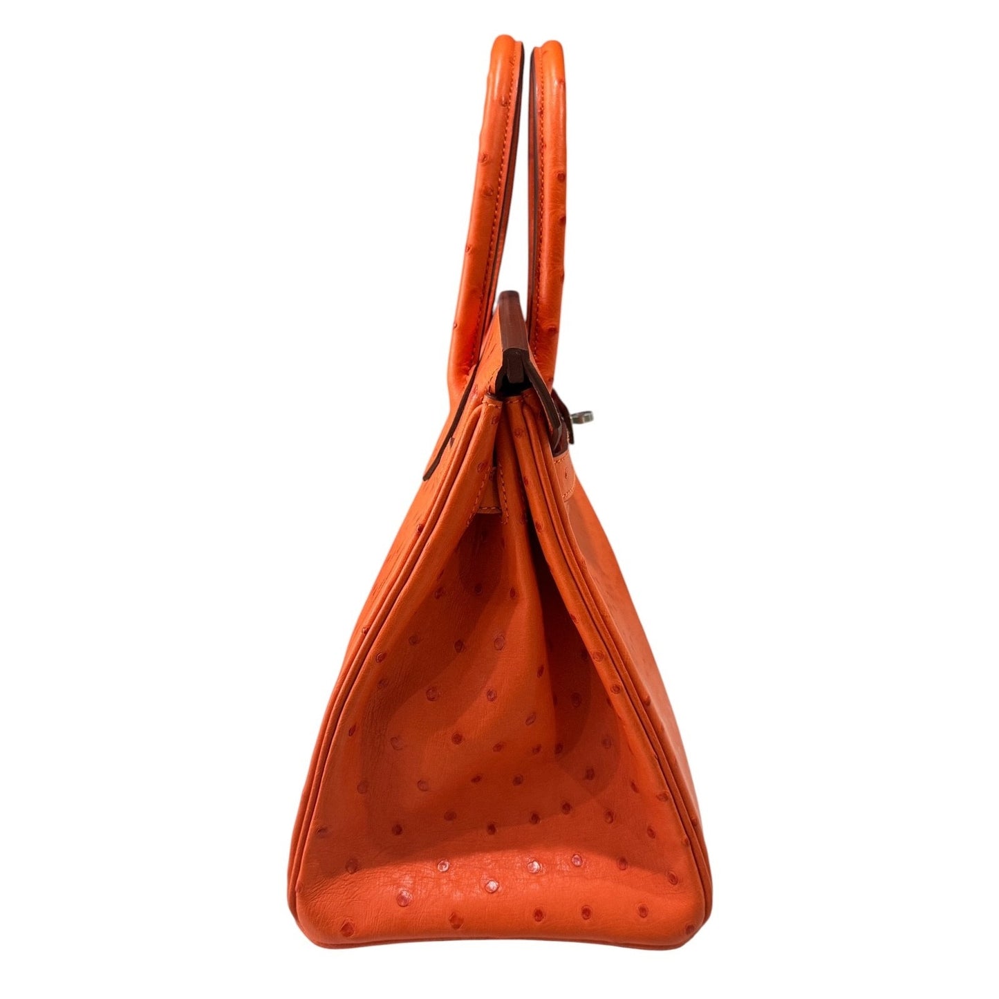 Hermes Birkin 30 Ostrich Tangerine Orange Leather Palladium Hardware RARE
