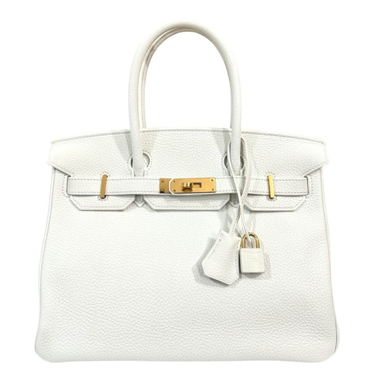 Hermes Birkin 30 White Blanc Leather Gold Hardware Handbag RARE